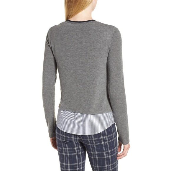 Bailey 44 Womens Manchester Gray Crew Neck Sweater Shirttail Hem size Large - Picture 2 of 16